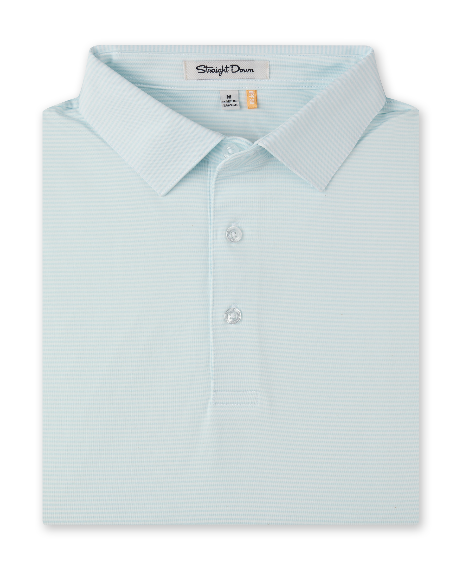 Peninsula Stripe Polo in Sea Spray, folded front product view