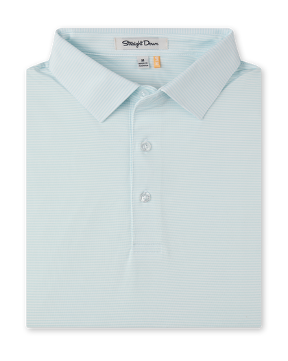 Peninsula Stripe Polo in Sea Spray, folded front product view