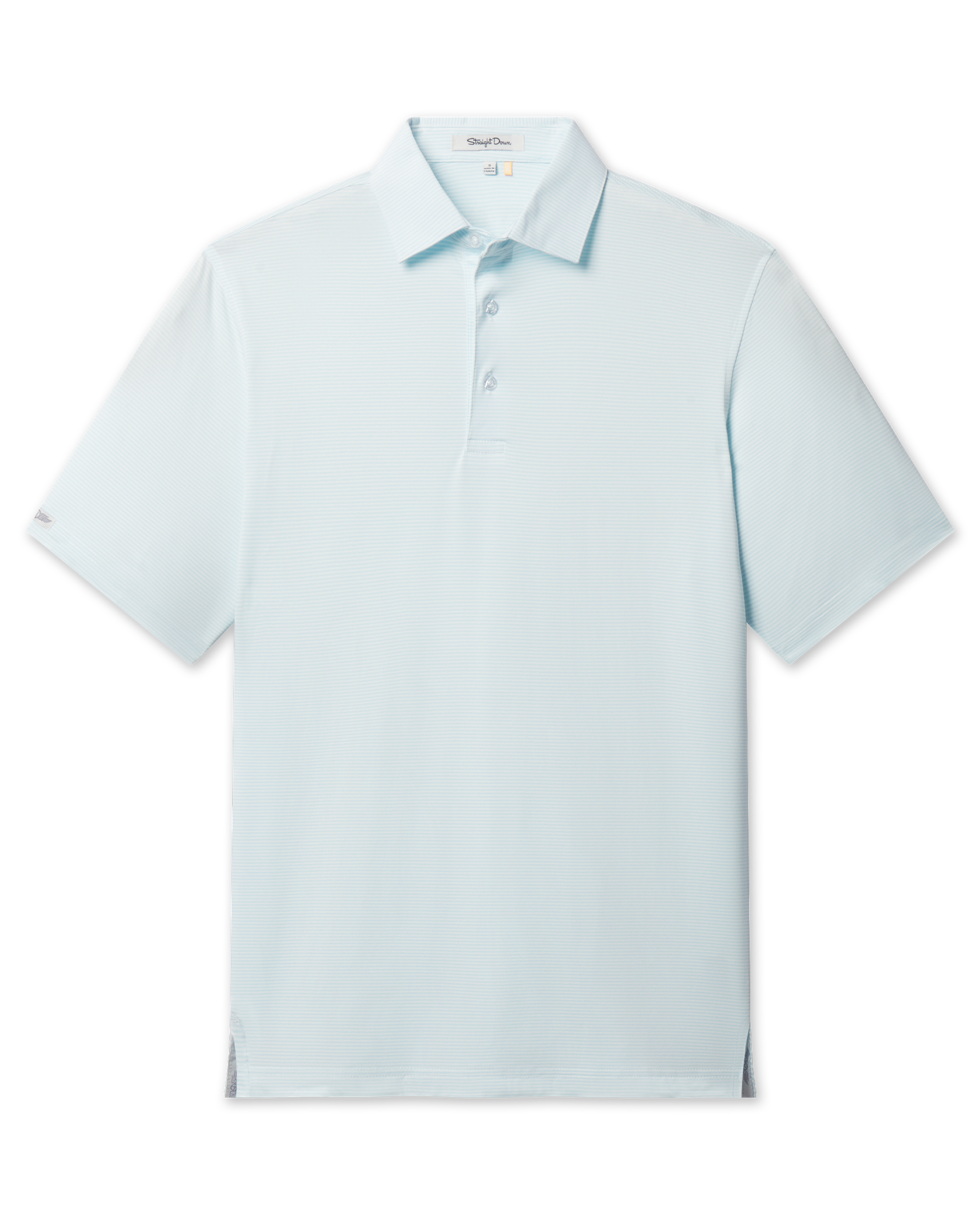 Peninsula Stripe Polo in Sea Spray, front flat lay product view