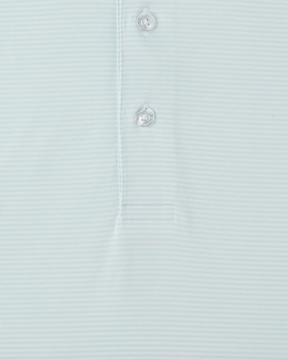 Peninsula Stripe Polo in Sea Spray, stripe fabric detail close-up view