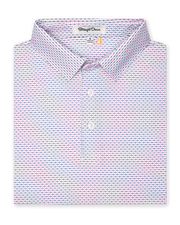 Wilshire Polo in haze, folded view highlighting collar, placket, and micro-print design