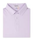Wilshire Polo in Punch folded to showcase the subtle pink and blue geometric print