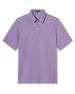 Men’s pink short sleeve golf polo with blue geometric pattern