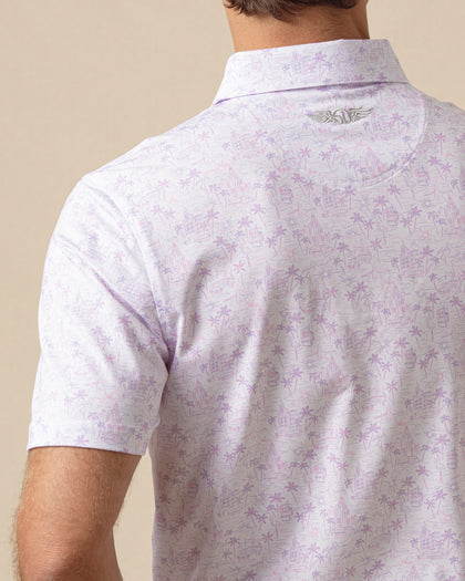 South Beach Polo in Violet, back logo detail close-up