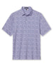 Front view of men’s light purple floral print polo shirt