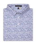 Folded men’s light purple micro floral print polo shirt