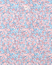 Men's Ocala Polo in Spritz, close-up flat lay fabric detail view highlighting the all-over pink floral print on a blue base