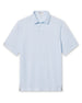 Men's Slam Dunk Polo in Coastal, front view featuring an allover basketball hoop and ball print in light blue and pink on white