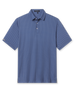 Blue Florian Polo with allover geometric floral pattern, short sleeves, three-button placket