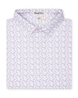 Folded Hot Shot Polo showing chili pepper print and structured collar detail