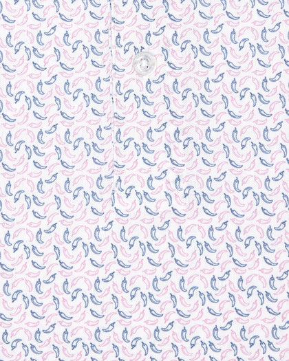 Close-up of chili pepper print on breathable air mesh performance fabric