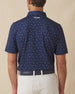 Men’s navy martini print polo shirt, back view