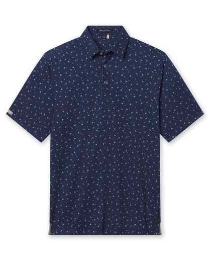 Men’s navy martini print short sleeve polo shirt with classic collar