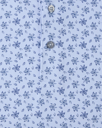 Wailea Polo in Powder, floral print fabric detail close-up view