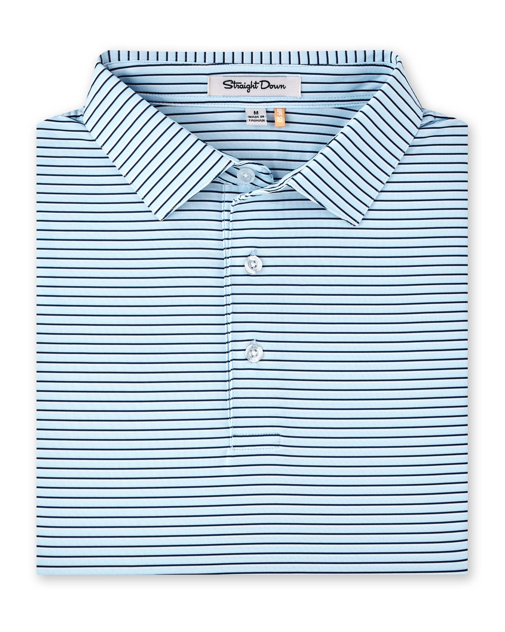 Channel Stripe Polo in Nantucket, folded front product view