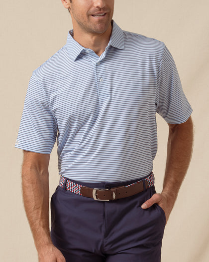 Channel Stripe Polo in Nantucket, front model view