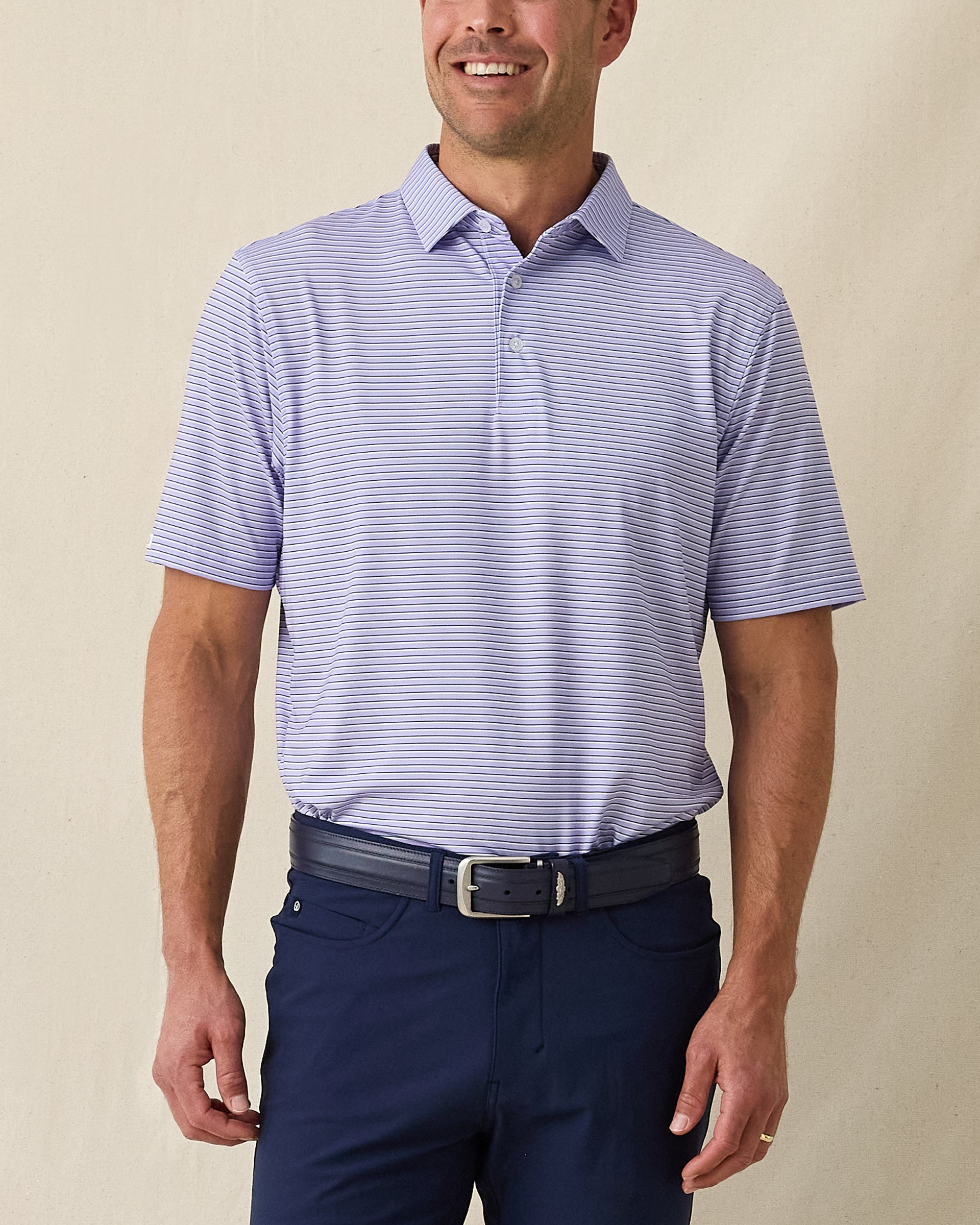 Channel Stripe Polo - Violet | Straight Down