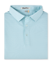 Men's Channel Stripe Polo in Mint Tea, folded flat lay front view featuring a mint polo with tonal blue pinstripes