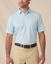Men's Channel Stripe Golf Polo in Mint Tea front view, featuring a fine stripe pattern and classic performance fit.