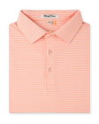 Campus Stripe Polo in Cantaloupe featuring fine white horizontal stripes, a structured collar, and two-button placket.