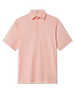 Campus Stripe Polo in Cantaloupe featuring fine white horizontal stripes, short sleeves, and a two-button placket.