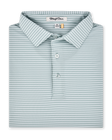 Campus Stripe Polo in Herb featuring fine white horizontal stripes, a structured collar, and two-button placket.
