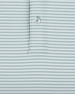 Close-up of the Campus Stripe Polo in Herb highlighting the fine white stripe pattern, button, and placket stitching.