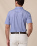 Back view of the Campus Stripe Polo in Tidal Blue featuring an allover horizontal stripe design and signature embroidered logo below the collar