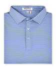 Campus Stripe Polo in Tidal Blue folded to showcase the blue and white horizontal stripe pattern
