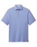 Campus Stripe Polo in Tidal Blue featuring a classic fit, blue and white horizontal stripes, self-collar, and short sleeves