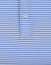 Close-up of the Campus Stripe Polo in Tidal Blue showcasing the fine blue and white horizontal stripe pattern