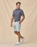 Men’s Ironwood Polo in New Indigo, full outfit view styled with light shorts