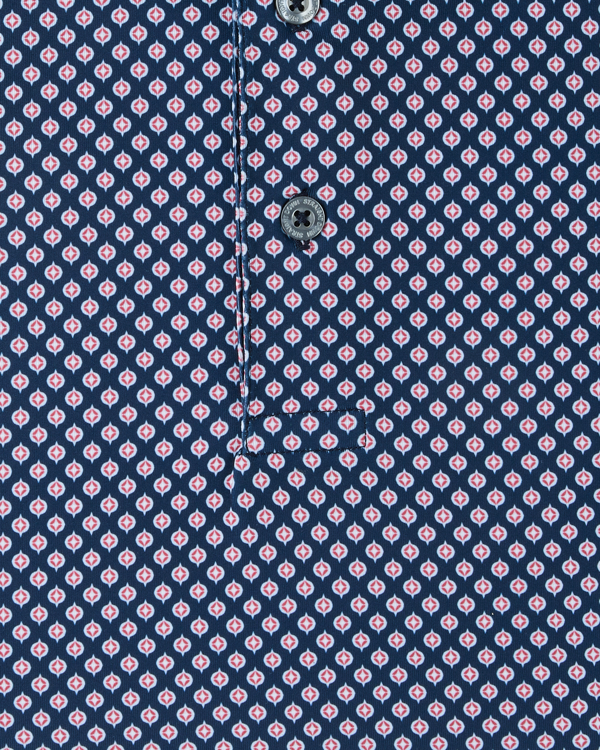Ironwood Polo in New Indigo, close-up print detail view
