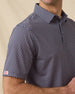 Ironwood Polo in New Indigo with sleeve logo detail close-up