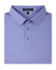 Folded Ironwood Polo in tidal blue featuring a pink geometric print