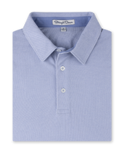 Folded Oxford Polo in chambray blue with two-button placket and classic collar