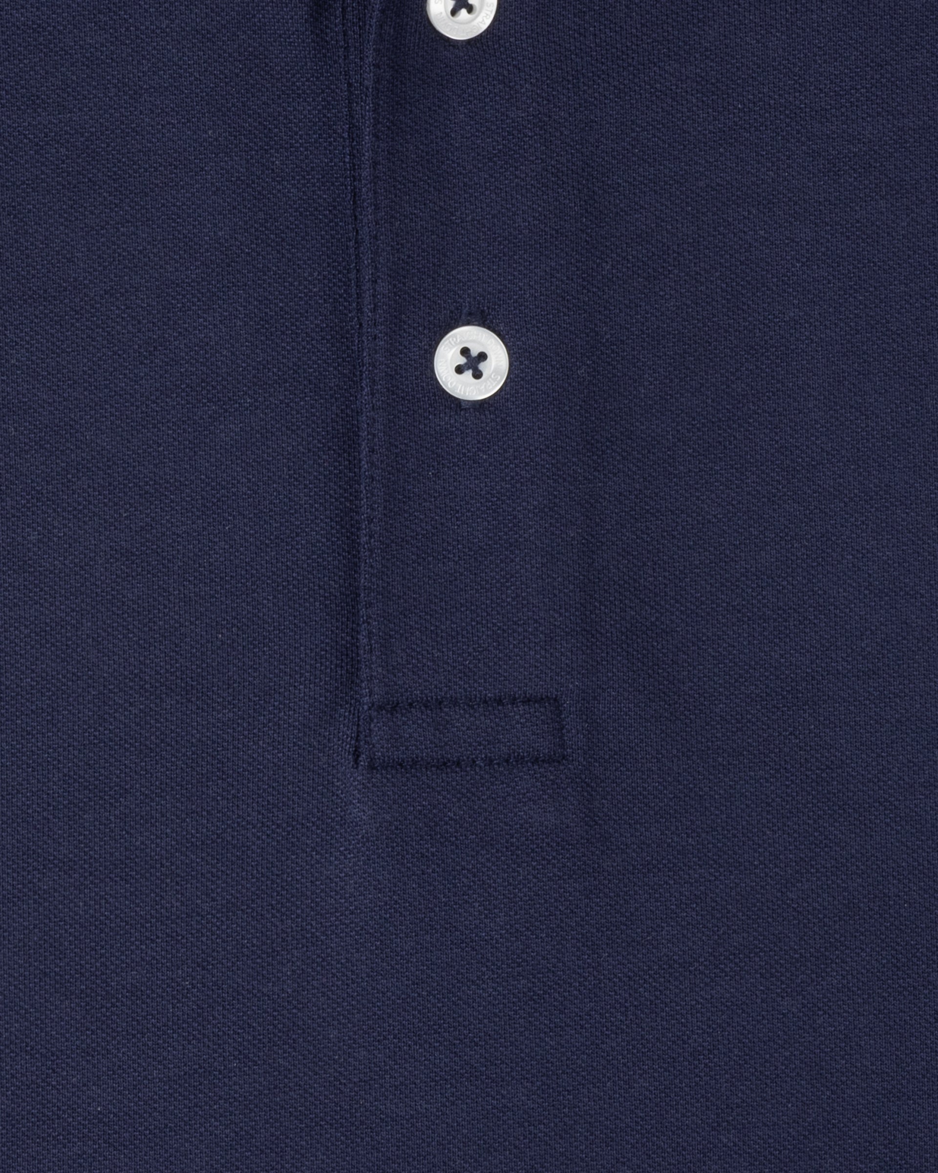 Oxford Polo in New Indigo, close-up placket detail