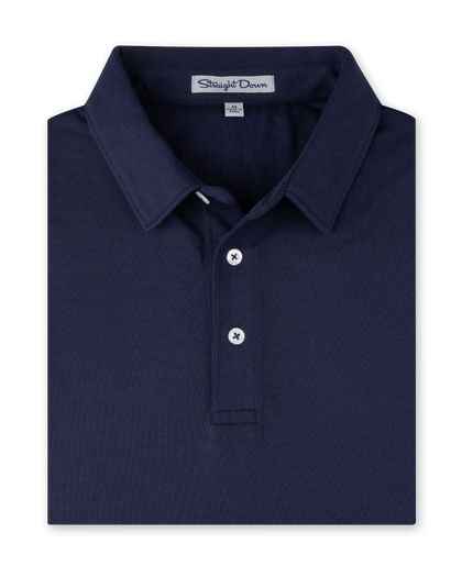 Oxford Polo in New Indigo, folded front product view