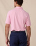 Back view of the Oxford Polo in punch pink featuring a clean silhouette and embroidered Straight Down logo at the neck