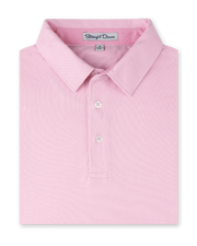 Folded Oxford Polo in punch pink with two-button placket and classic collar