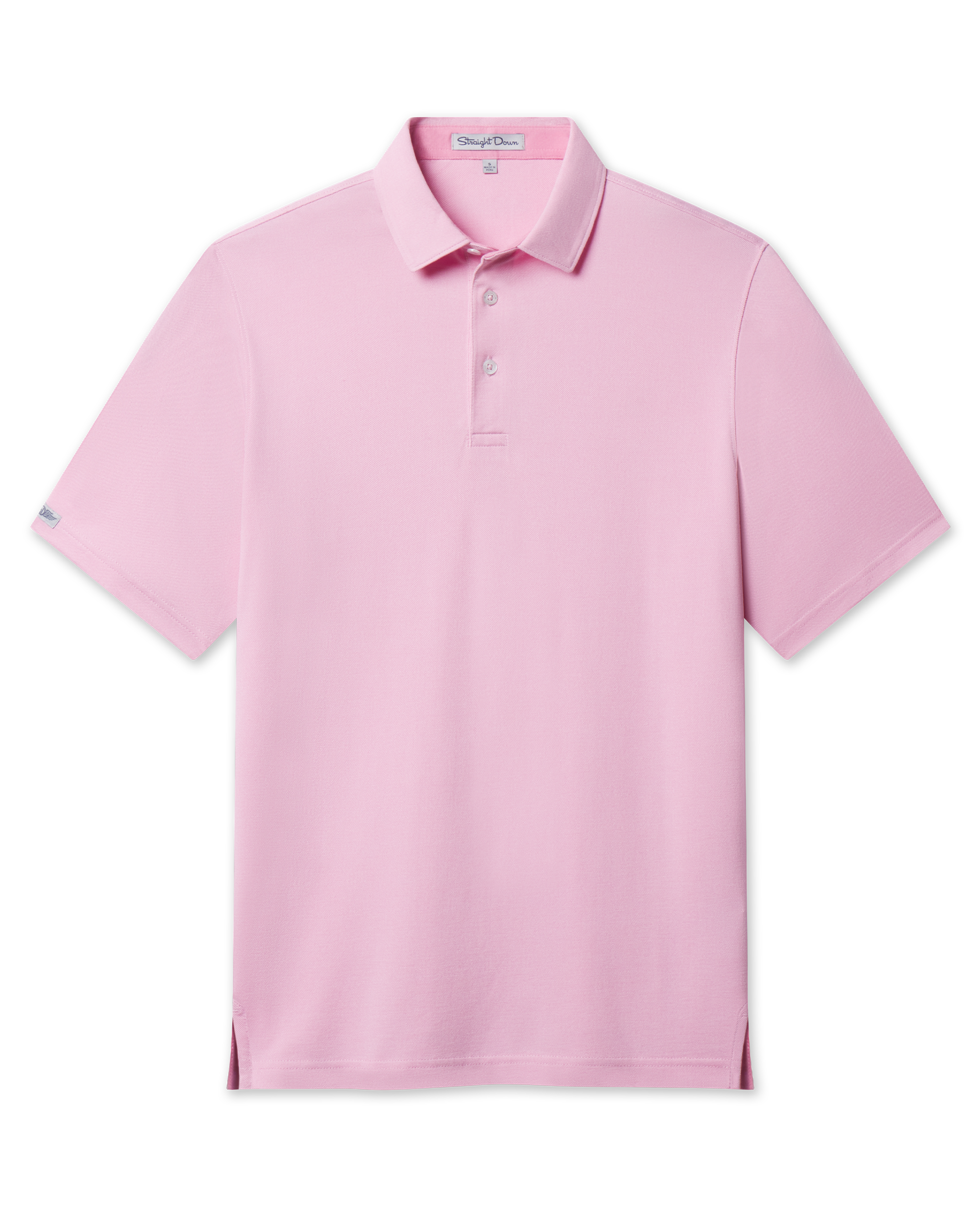 Oxford Polo in punch pink featuring a classic collar, button placket, and clean modern fit