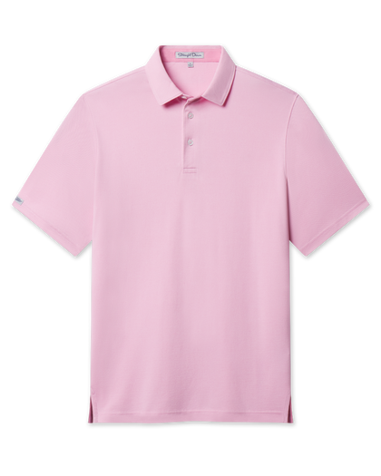 Oxford Polo in punch pink featuring a classic collar, button placket, and clean modern fit