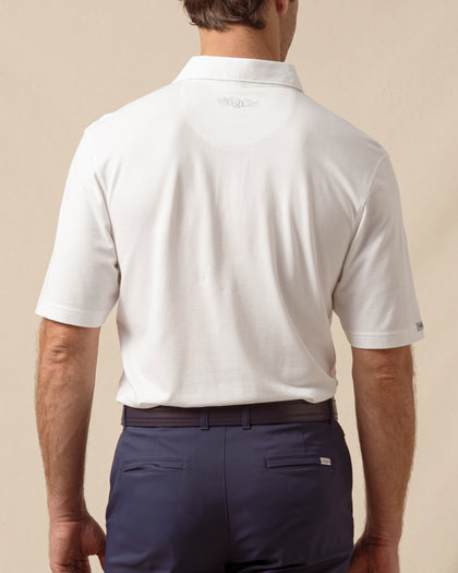 Oxford Polo in White, men's back model view