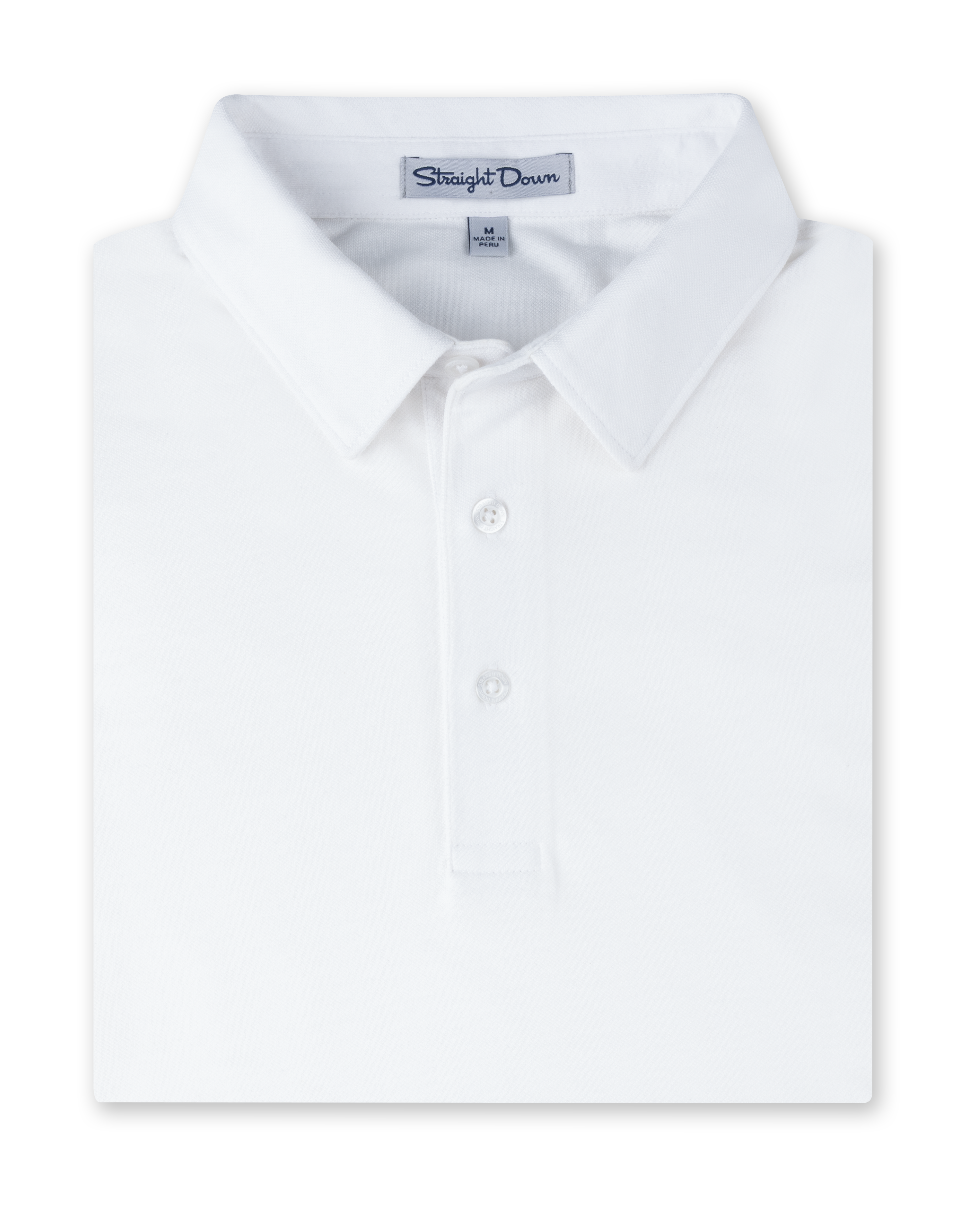 Oxford Polo in White, folded front product view