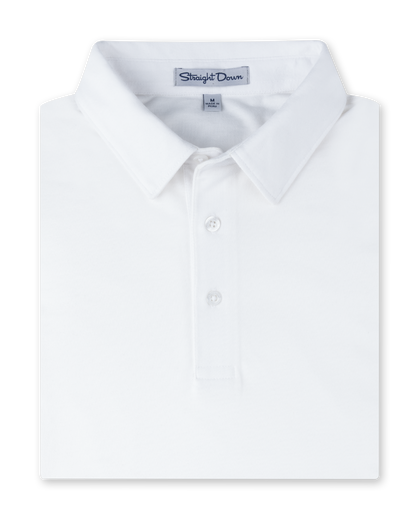 Oxford Polo in White, folded front product view