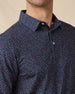 Star Struck Polo in New Indigo with collar pattern detail close-up