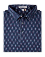 Folded Star Struck Polo in New Indigo featuring an allover patriotic star print