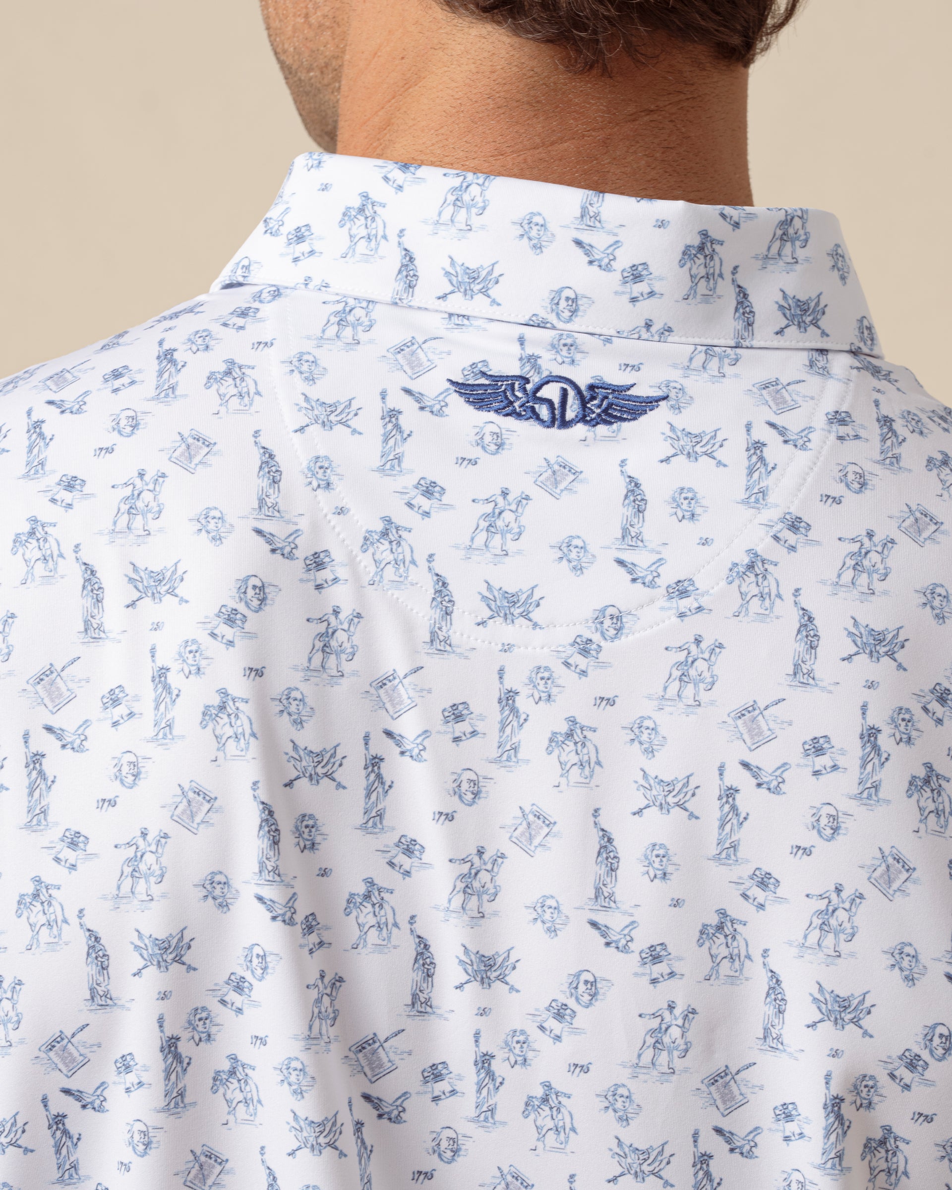 Independence Day Polo in New Indigo with embroidered back neck logo detail