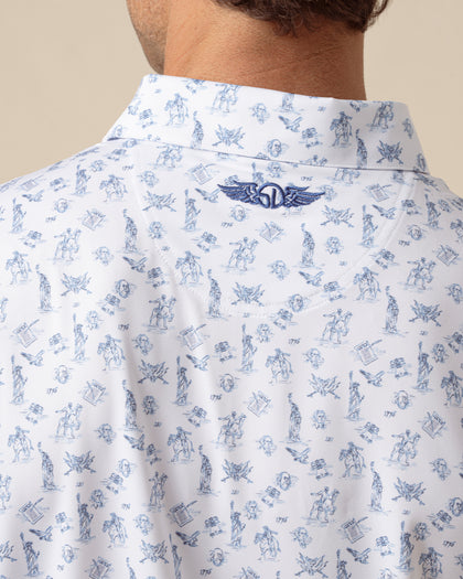 Independence Day Polo in New Indigo with embroidered back neck logo detail