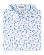 Independence Day Polo in New Indigo with patriotic allover print, folded view